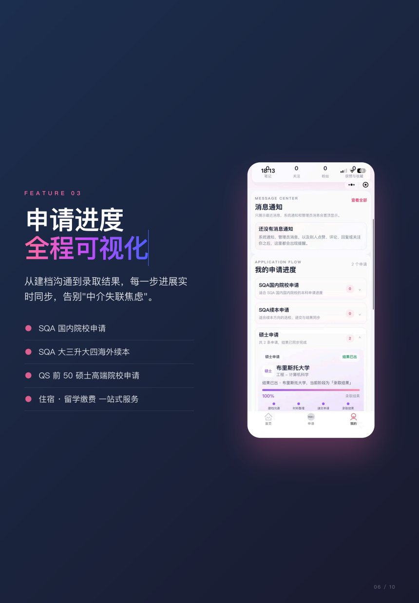 SQA+ 申请进度界面